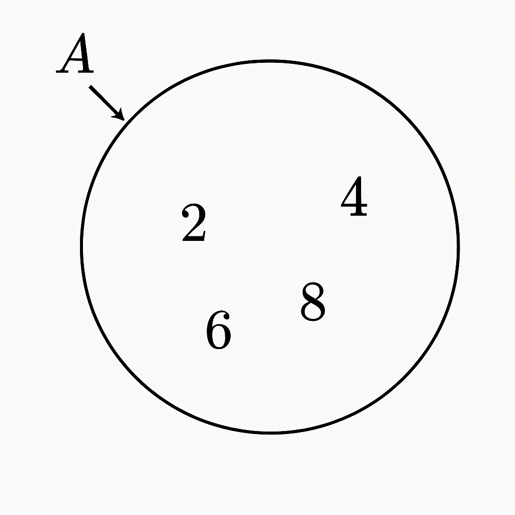 Venn Diagram showing the set A = {2,4,6,8}